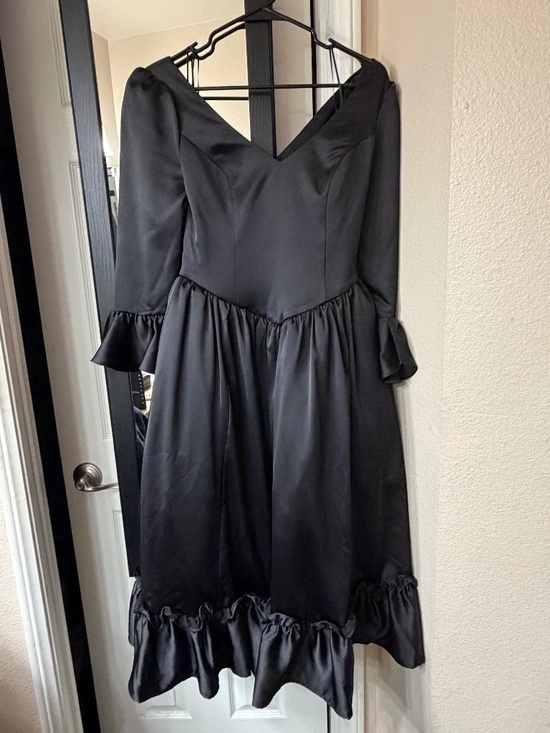 La Femme En Noir Dresses & Skirts - La Femme en Noir Dark Romance Satin Bustle Dress in Black Size S